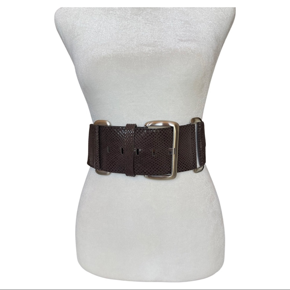 Vintage 90’s The Limited wide brown, faux snake skin, stretch - Picture 1 of 5